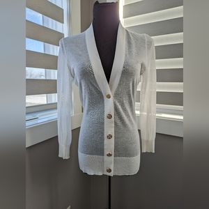 Tory Burch Sheer Simone Sweater, Size M, Ivory